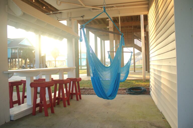 hammock and tiki bar under the back porch